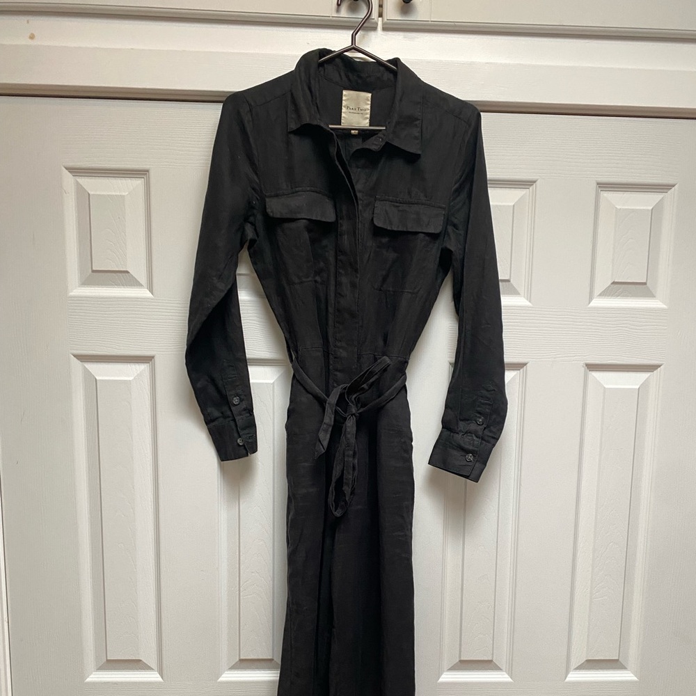 Women's Black Jumpsuit 100% linen